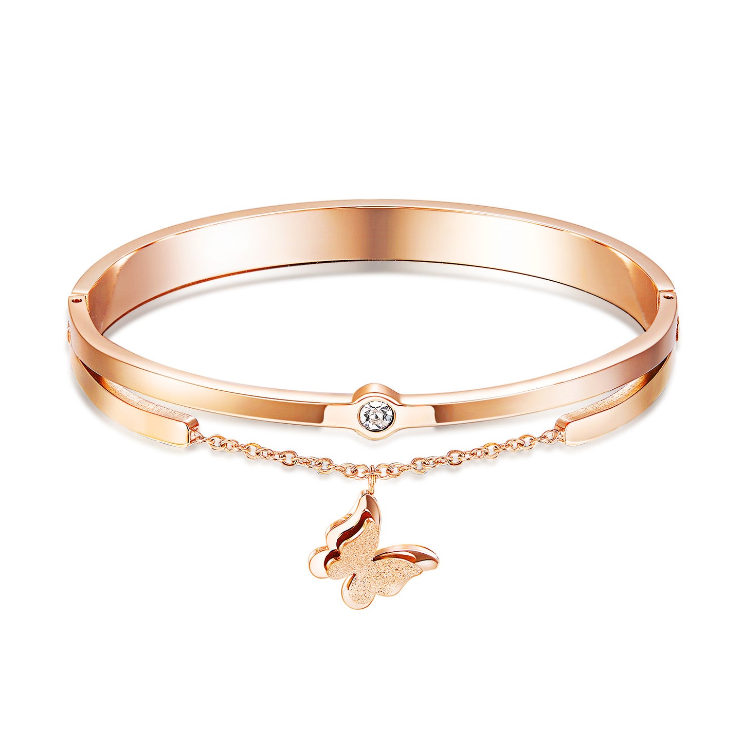 Butterfly Diamond-plated Rose Gold Bracelet