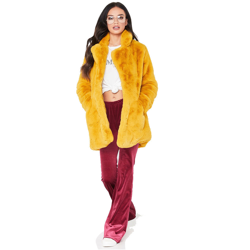 Fuzzy Button Front Warm Coat, Elegant Solid Long Sleeve Winter Outerwear