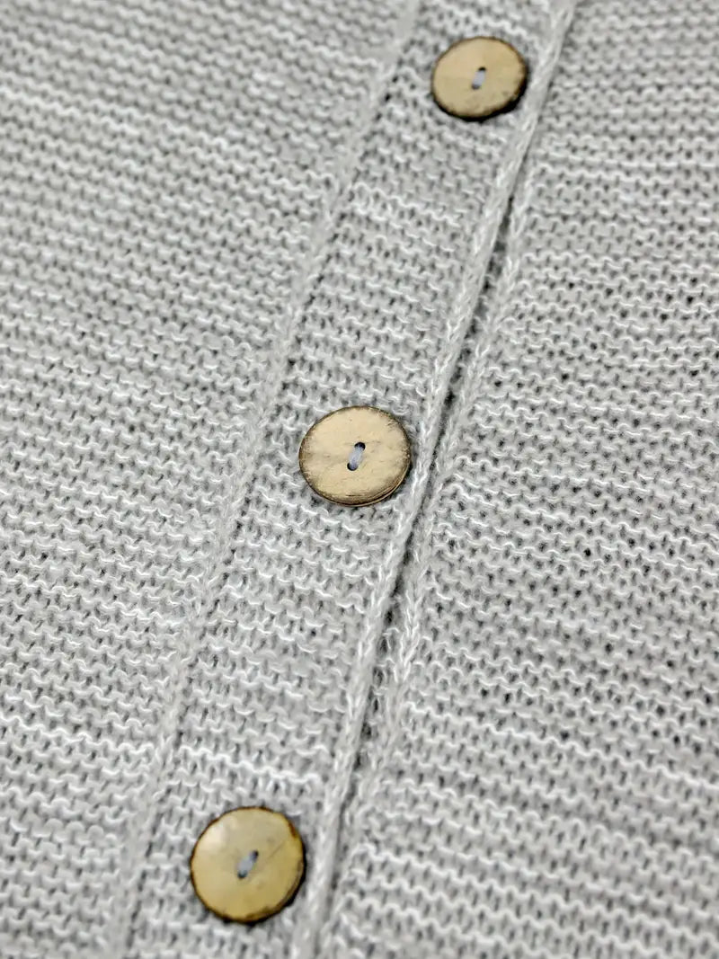 Solid Button Front Cardigan, Casual Long Sleeve Drop Shoulder Hooded Outwear For Spring & Fall