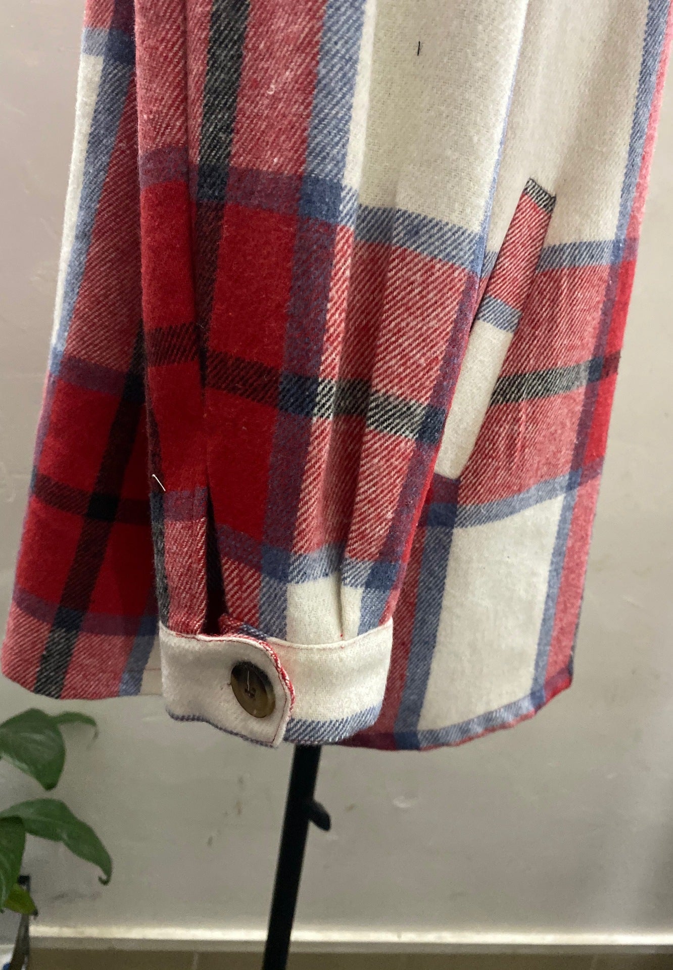 Women Cardigan Women's Plaid Woolen Coat