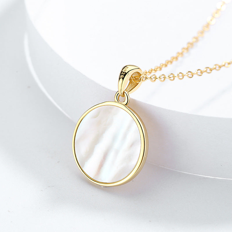 SAYCONA Angel Necklace Shell Embossed Retro Coin Fritillary Pendant