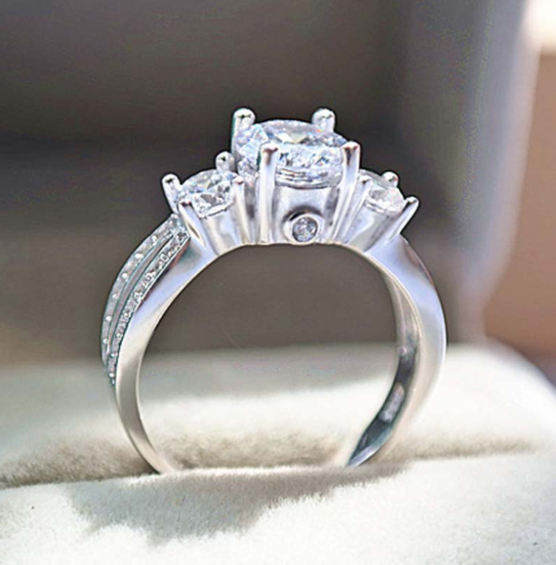 SAYCONA Platinum Luxury Women's Diamond Ring