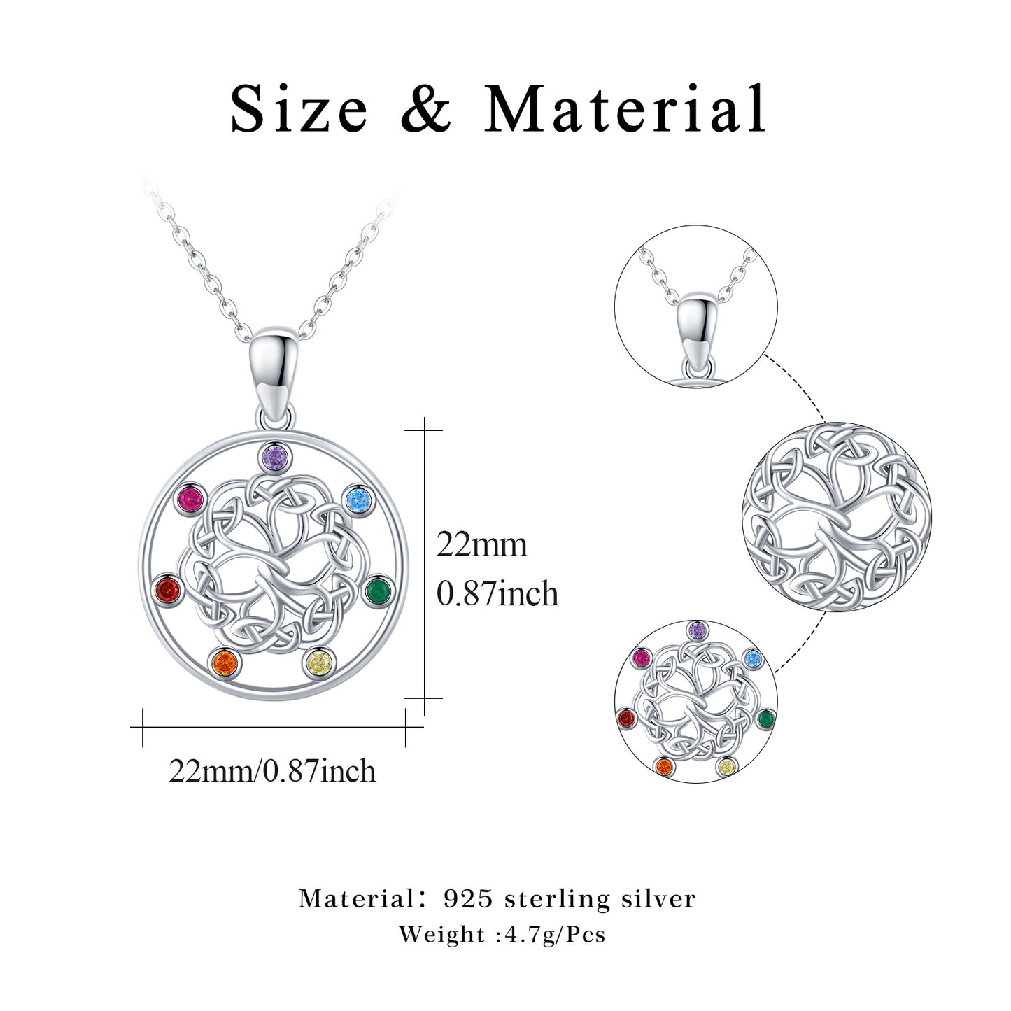 SAYCONA Pendant Necklace in 925 Sterling Silver - You will practically Glow with positive energy