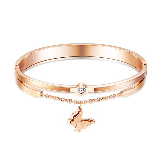 Butterfly Diamond-plated Rose Gold Bracelet