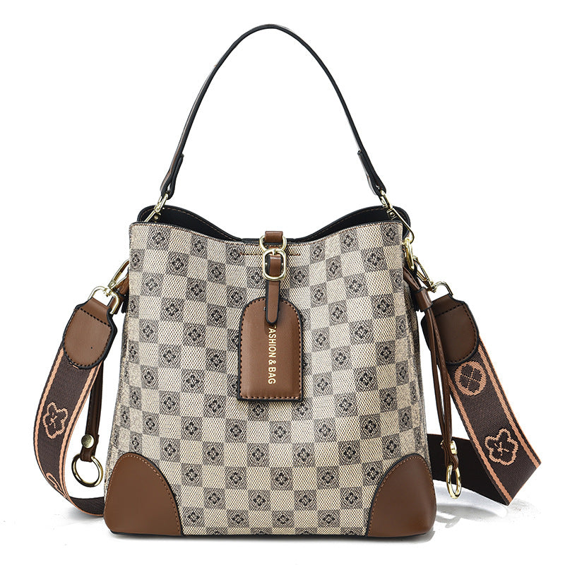 Large Capacity Simple Handbag Shoulder Messenger Bag Chessboard Lattice
