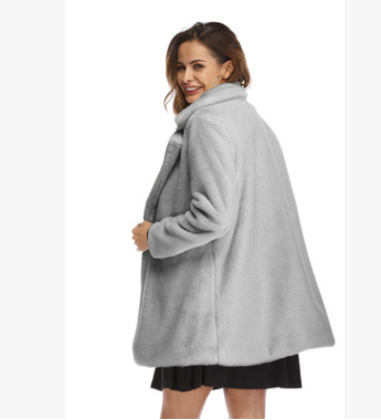 Fuzzy Button Front Warm Coat, Elegant Solid Long Sleeve Winter Outerwear