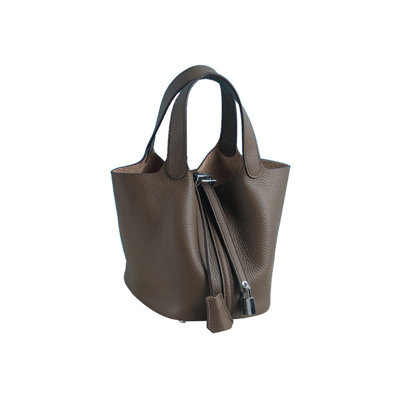 New Style Bag Leather Portable First Layer Cowhide Bucket