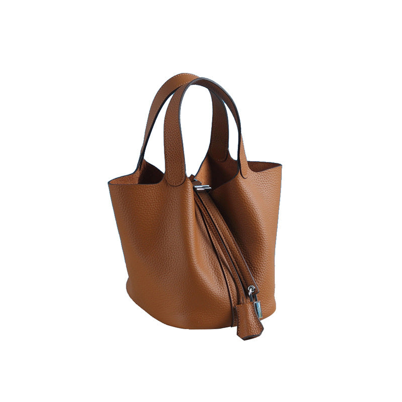 New Style Bag Leather Portable First Layer Cowhide Bucket