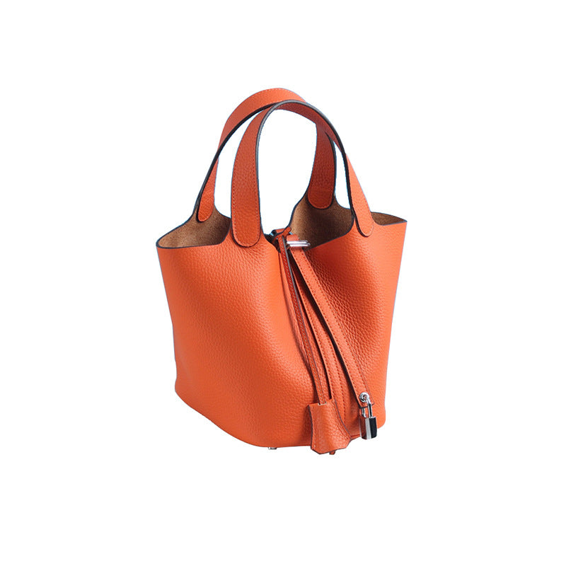 New Style Bag Leather Portable First Layer Cowhide Bucket