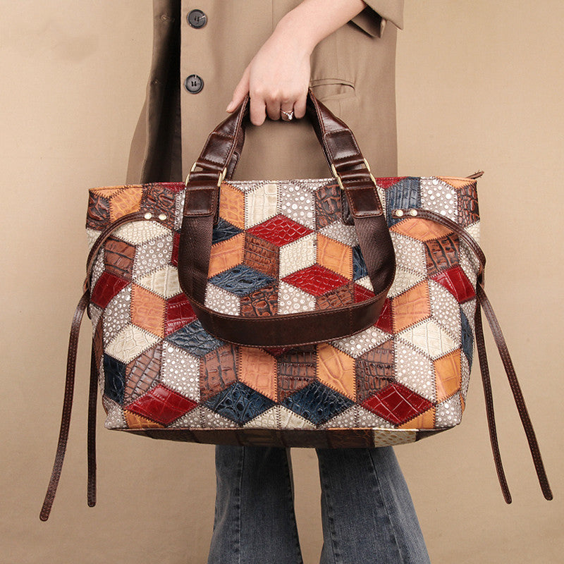 Leather Handbags, Large Capacity, The First Layer Of Cowhide Bags, Retro One-Shoulder