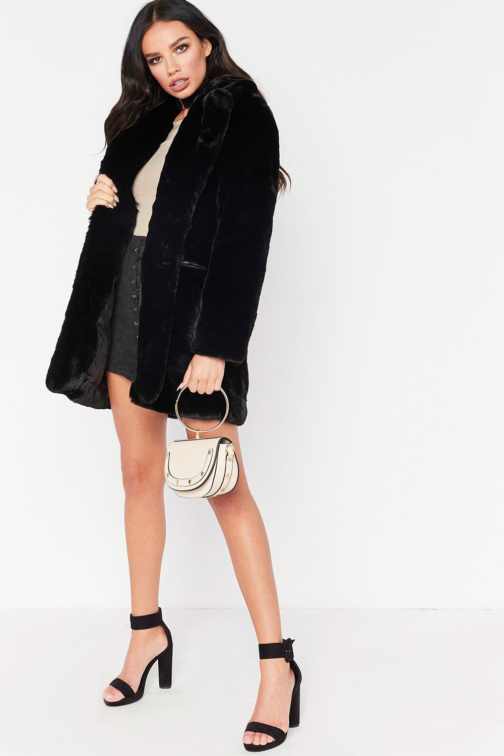 Fuzzy Button Front Warm Coat, Elegant Solid Long Sleeve Winter Outerwear