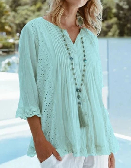Round neck blouse for women