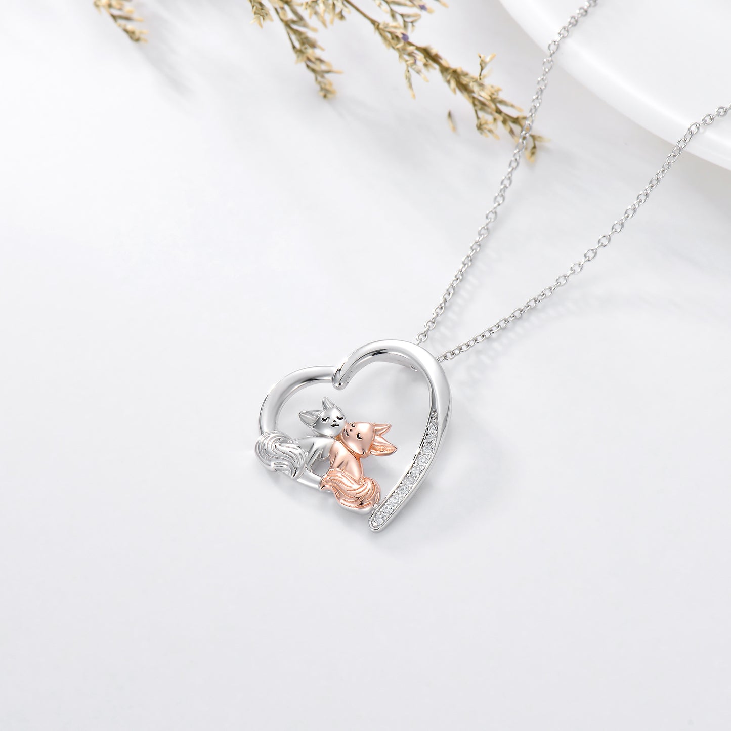 Fox Necklace Sisters Gifts for Sister 925 Sterling Silver Jewelry