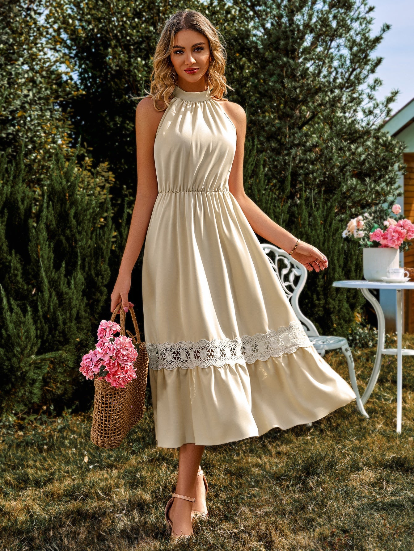 Copy of Sleeveless Halter Lace Dress Women