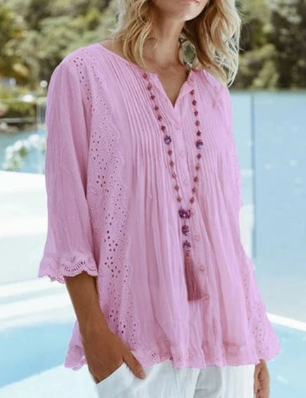 Round neck blouse for women