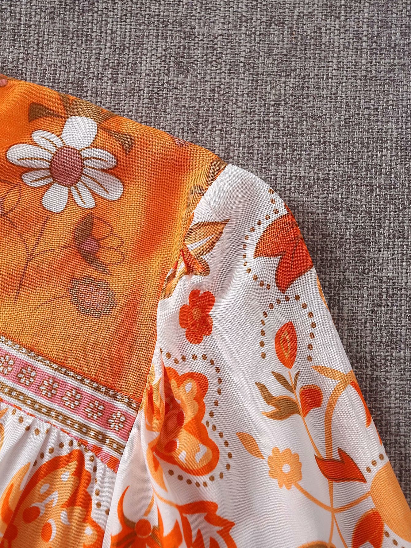 Ethnic floral lace-up dresses