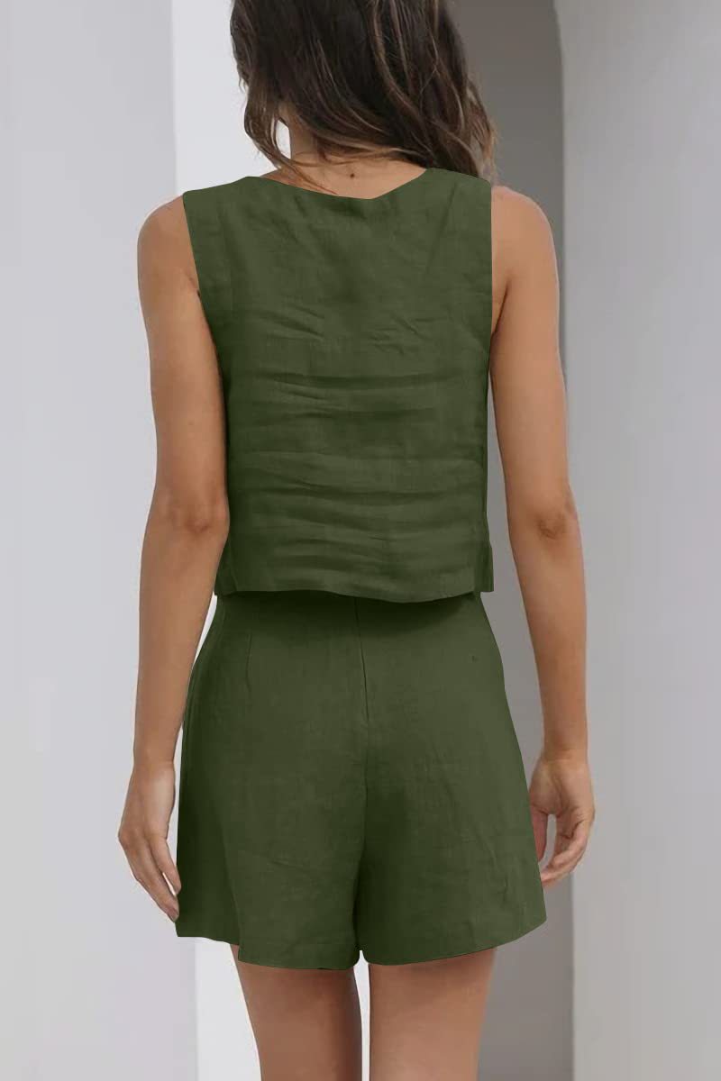 Women's Suit 2 Piece Outfits Square Neck Tops Shorts Sets Lounge Clothes