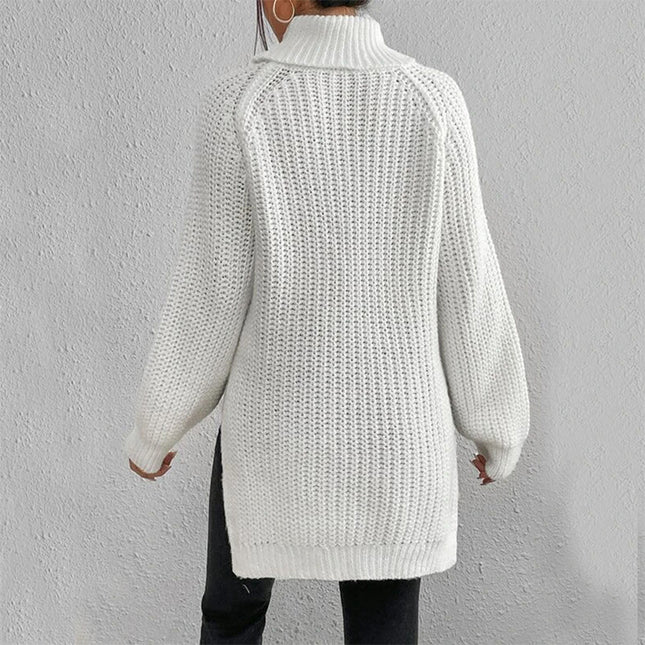 Turtleneck Pullover Sweater with a modern split design
