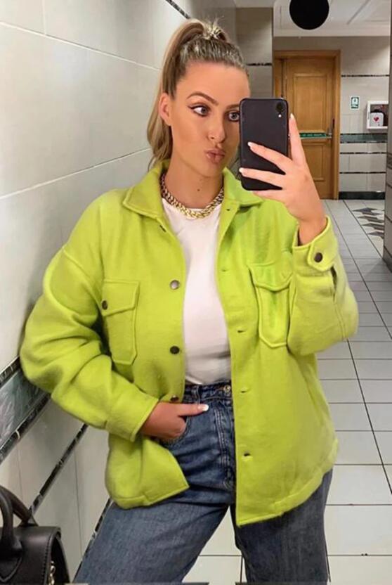 Solid color woolen single-breasted pocket coat coat