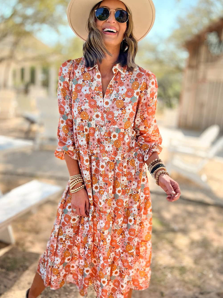 Bohemian Style Printed Dopamine Dress