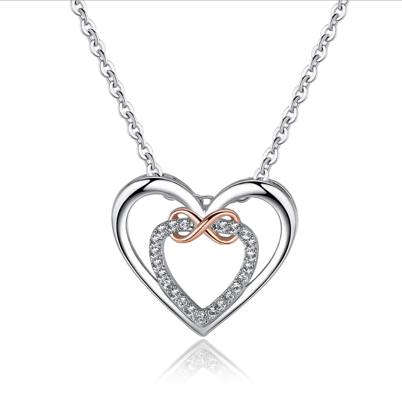 Saycona S925 Sterling Silver Heart-Shaped Jewel Necklace
