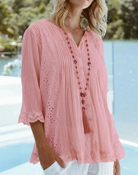 Round neck blouse for women
