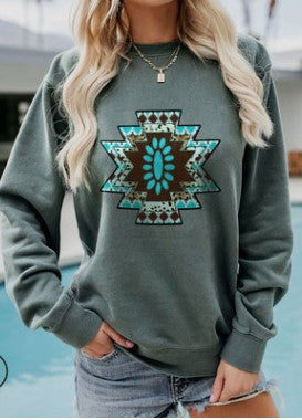 Spring And Autumn Leisure Printed Round Neck Long Sleeve