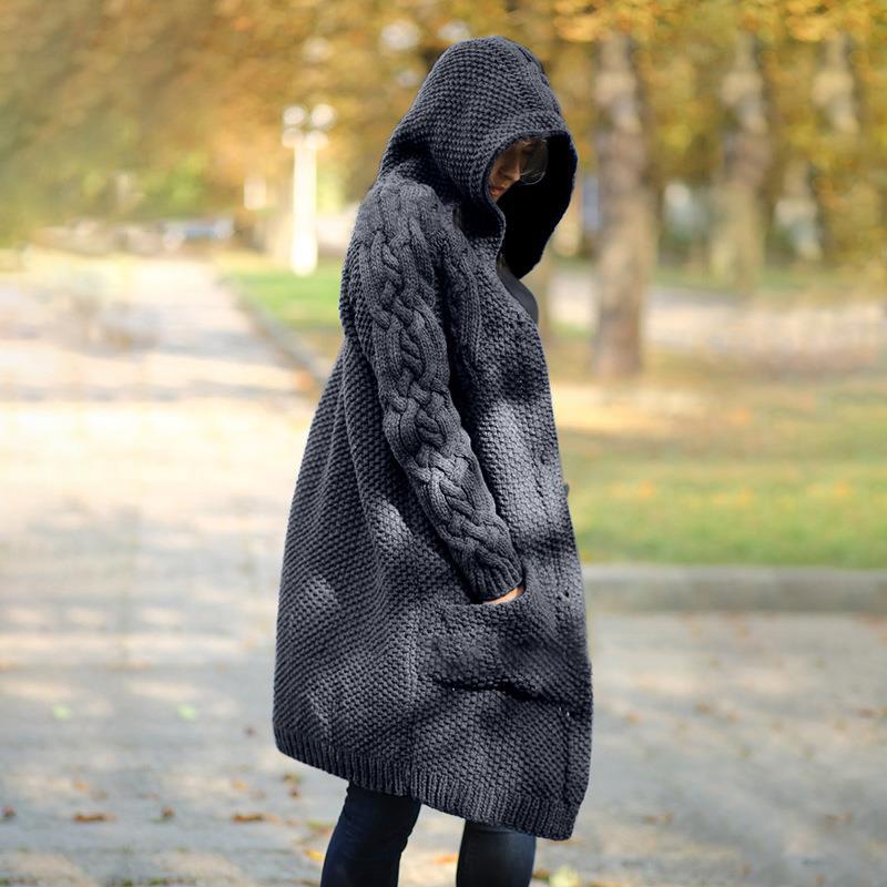 Women's Single-breasted Slim Knit Street Hipster Long-sleeved Jacket