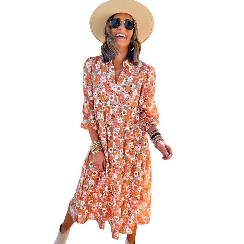 Bohemian Style Printed Dopamine Dress