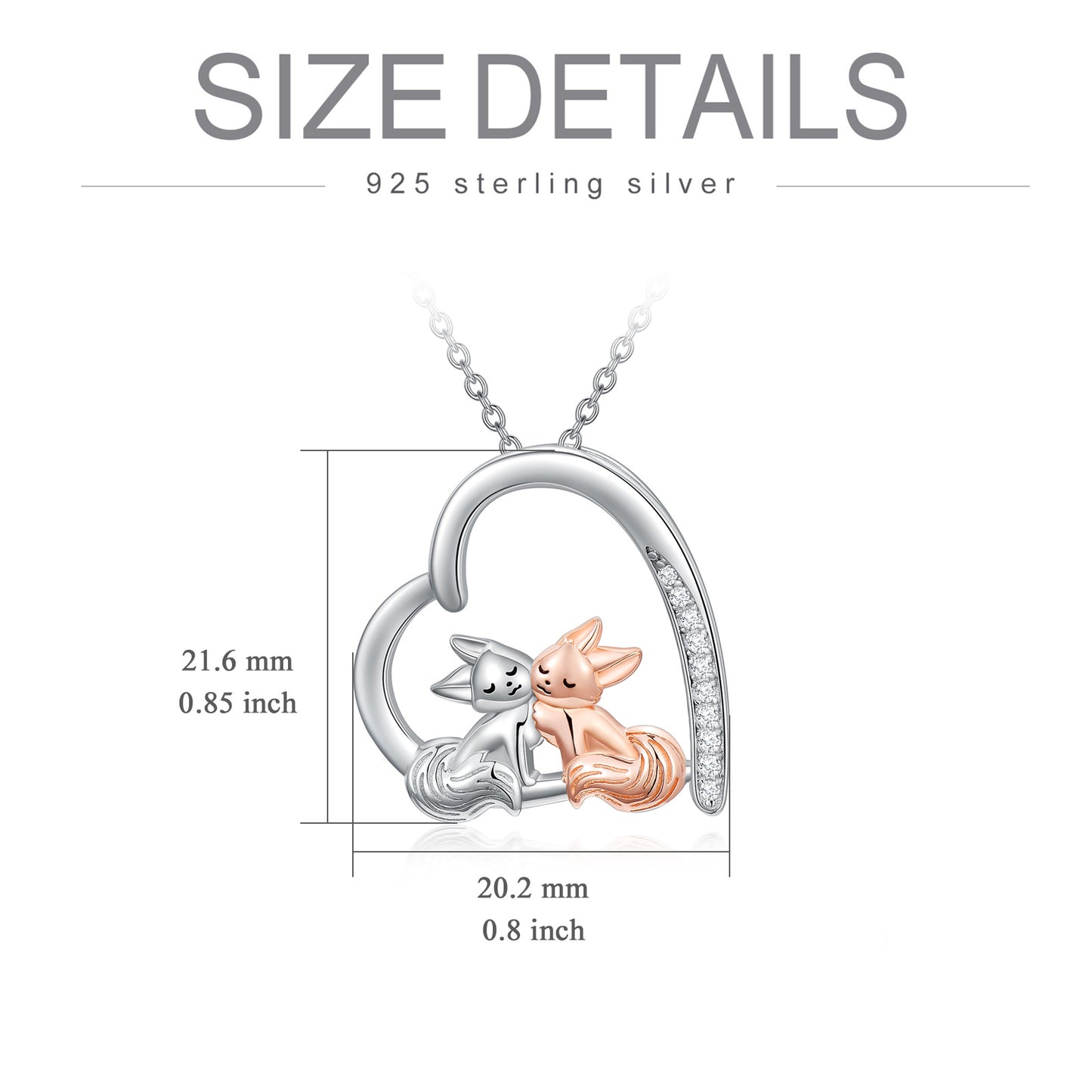 Fox Necklace Sisters Gifts for Sister 925 Sterling Silver Jewelry