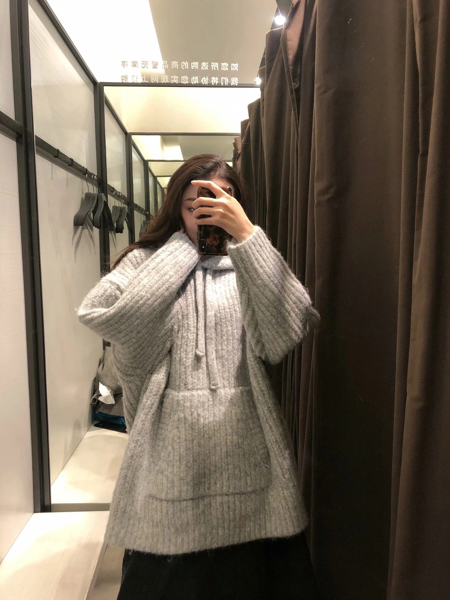 Thick Thick Thread Knitted Loose Hooded Sweater Women