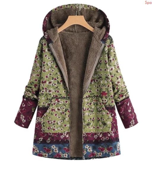 Cotton and linen hooded jacket