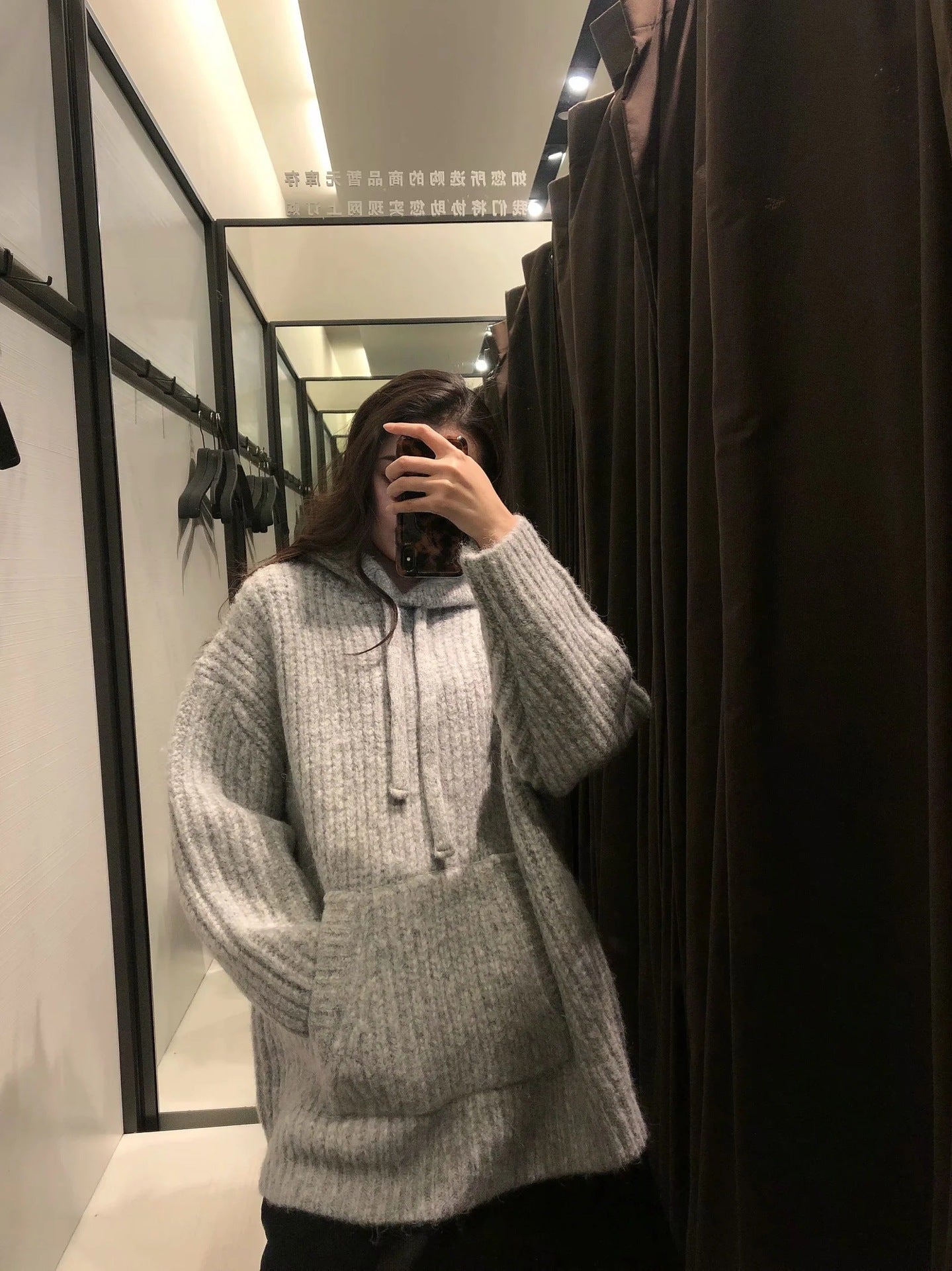 Thick Thick Thread Knitted Loose Hooded Sweater Women