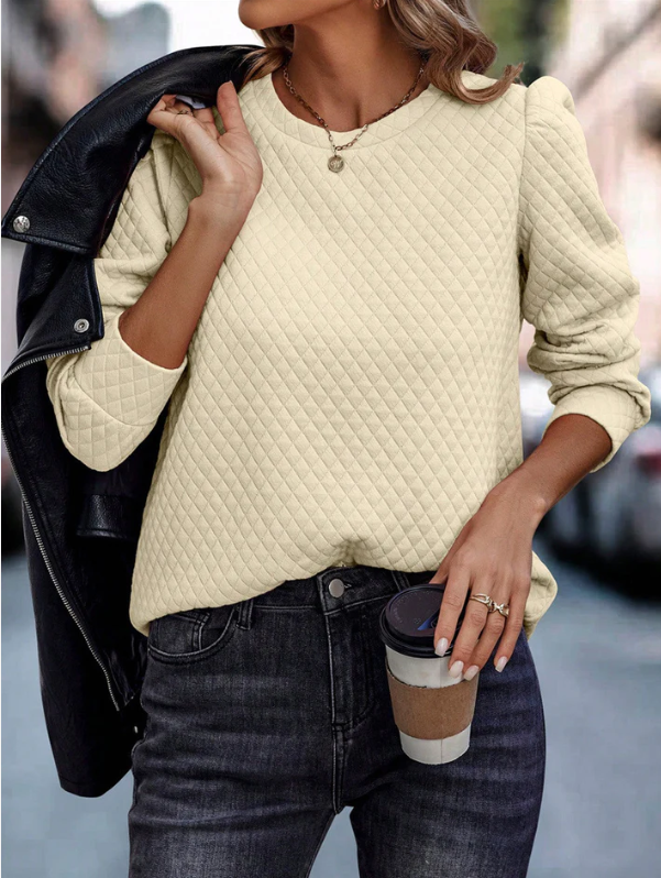 Women's Round Neck Bubble Long Sleeve Top