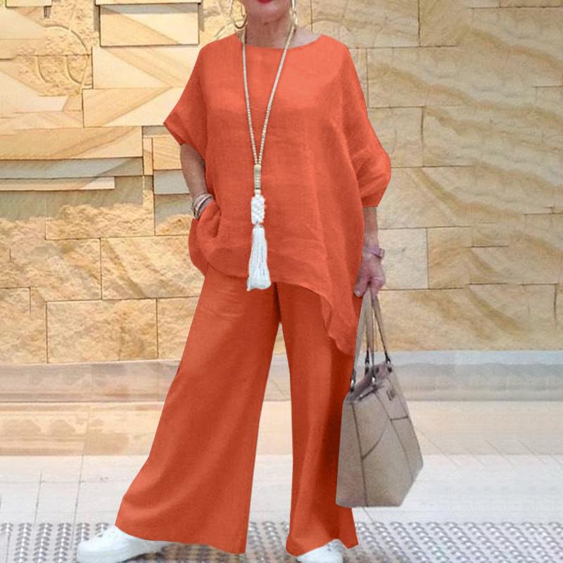 Women's Clothing Cotton And Linen Fashion Casual Plus Size Asymmetric Long-sleeve Suit