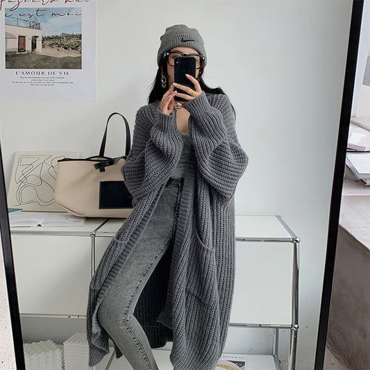 Women's Fashionable All-matching Overknee Sweater Coat