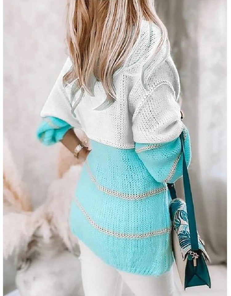 Splice Stripe Long Sleeve Cardigan Coat Sweater