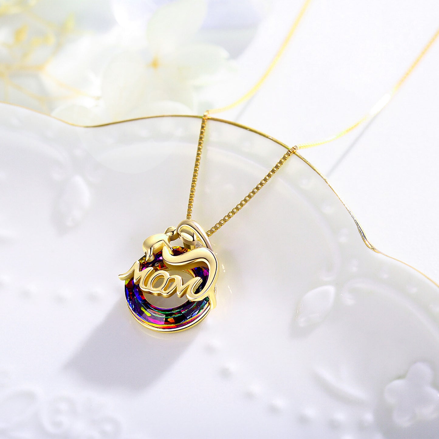 14K Gold Plated Sterling Silver Mom Child Baby Necklaces Mother Daughter Jewelry