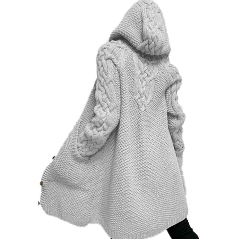 Women's Single-breasted Slim Knit Street Hipster Long-sleeved Jacket