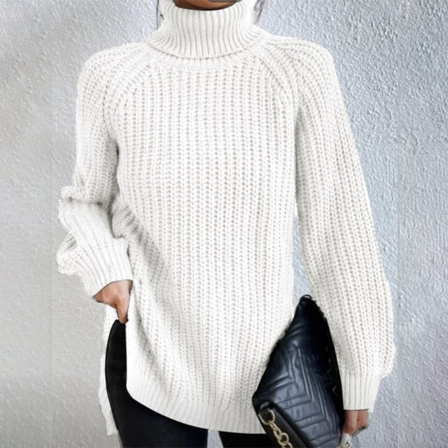 Turtleneck Pullover Sweater with a modern split design