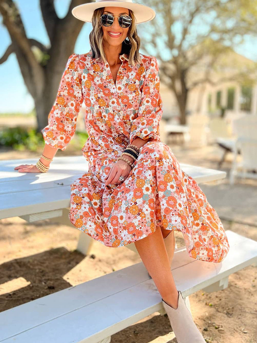 Bohemian Style Printed Dopamine Dress