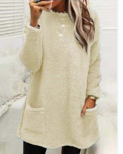 Women’s Fleece Pullover Long Sweater with Pockets – Winter Warm Hoodie