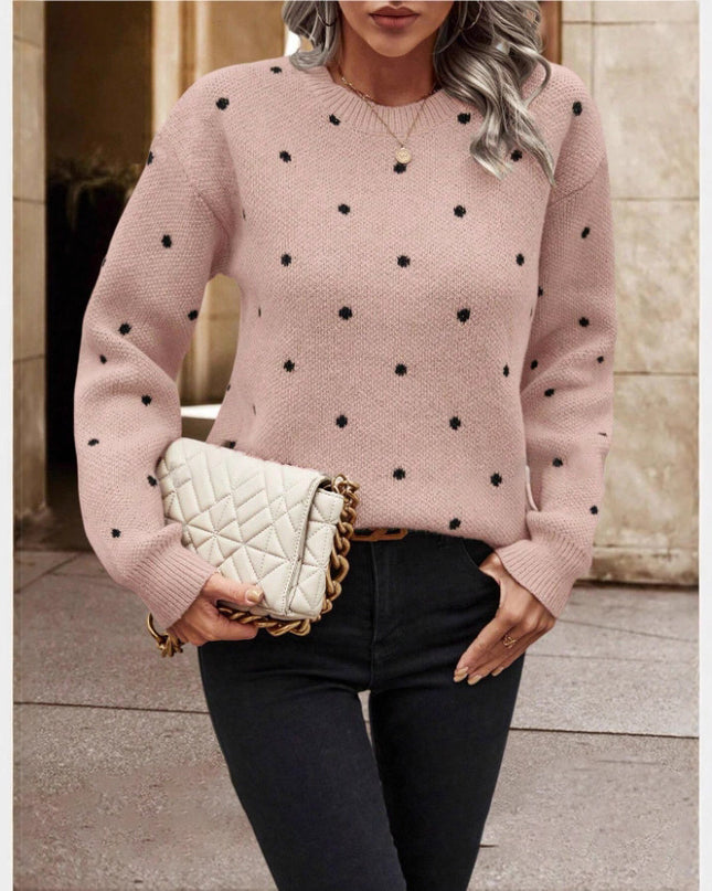 stylish polka dot print pullover sweater