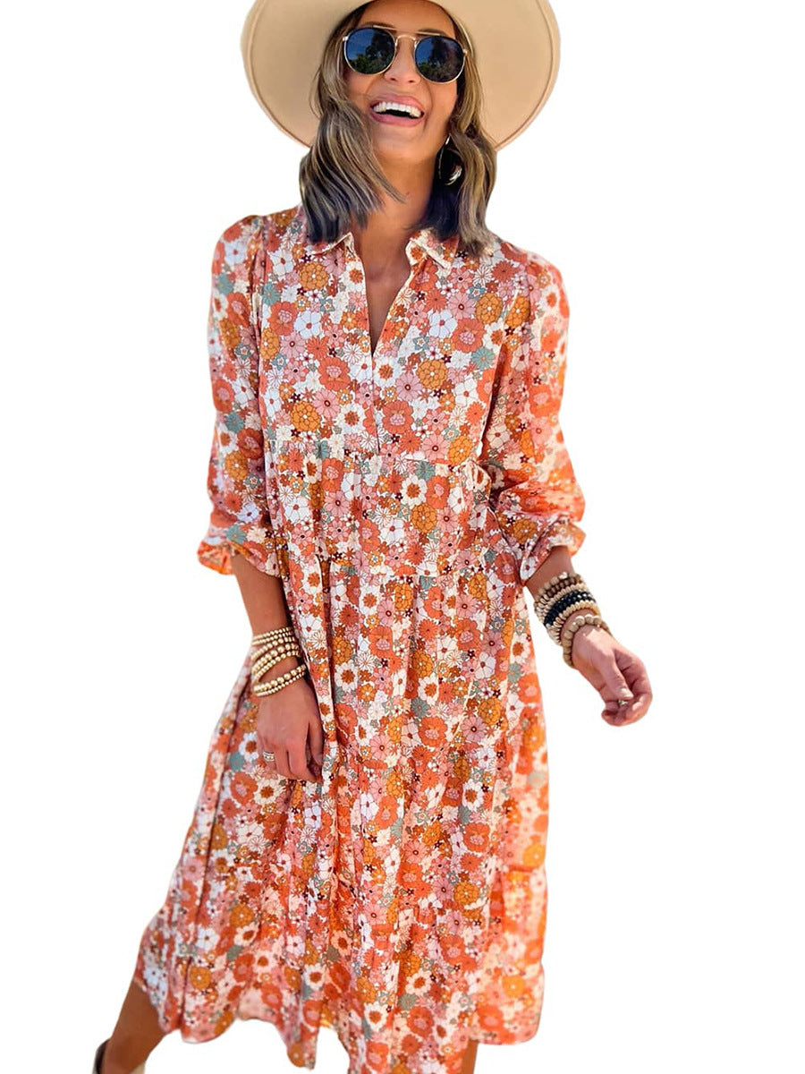 Bohemian Style Printed Dopamine Dress