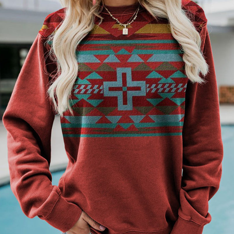 Spring And Autumn Leisure Printed Round Neck Long Sleeve