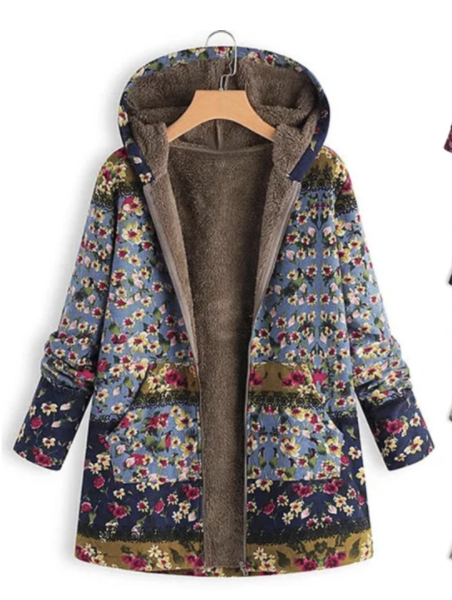 Cotton and linen hooded jacket
