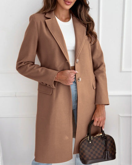 Simplicity Mid-length Button Woolen Coat Outerwear