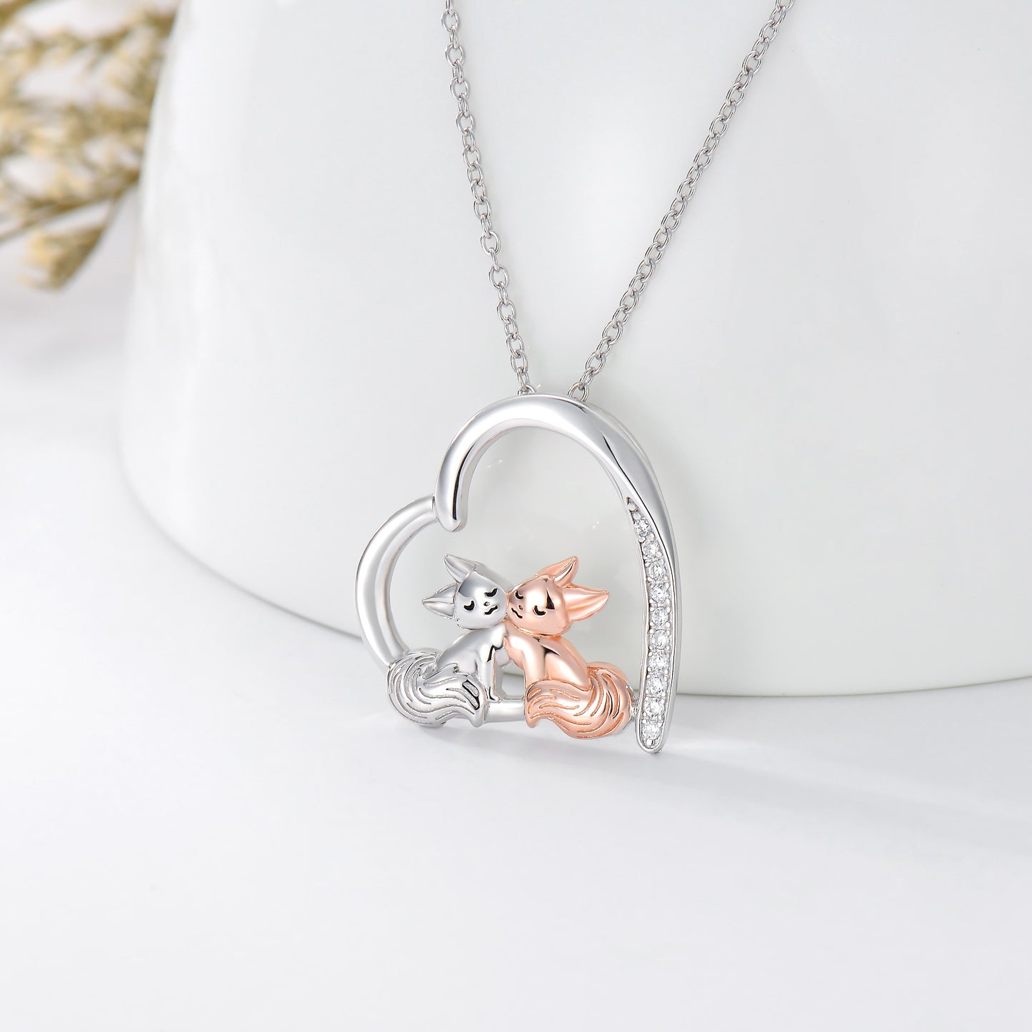 Fox Necklace Sisters Gifts for Sister 925 Sterling Silver Jewelry