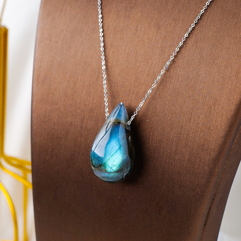 Natural Crystal Labradorite Drop Pendant