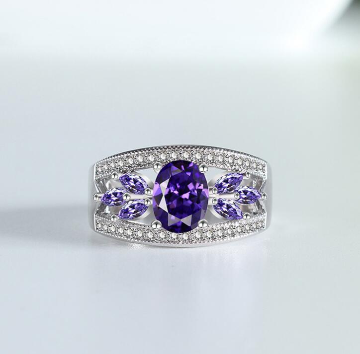 Purple Diamond Zircon Cherry Blossom Ring